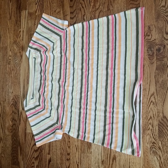 (L) Talbots Striped Colorful V Neck Linen Classic Contemporary Casual Comfort - Picture 10 of 10